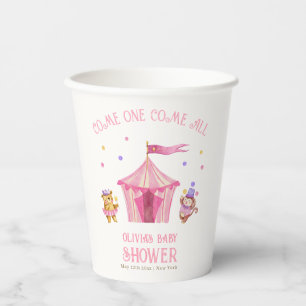 Rosa Unique Circus Bear Monkey Baby Dusche Pappbecher
