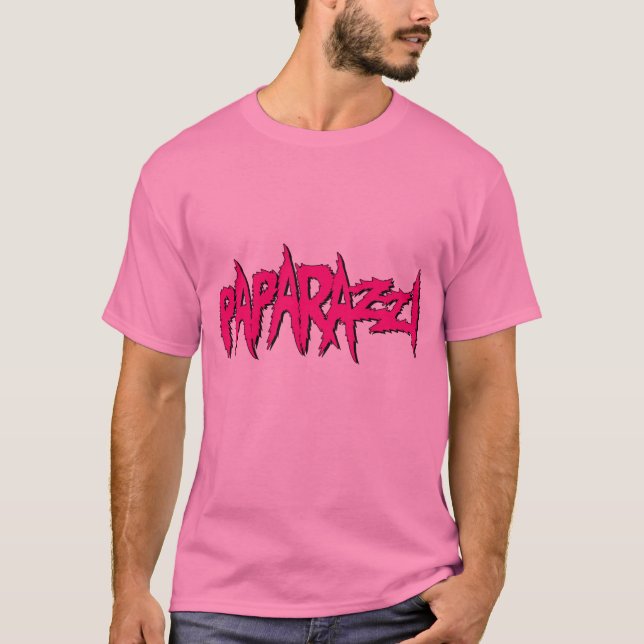 Rosa Unisexpaparazzi-Grafik-T-Shirt T-Shirt (Vorderseite)
