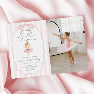 Rosa Unser Kleines Ballett-Tanzgeburtstagsfoto Einladung