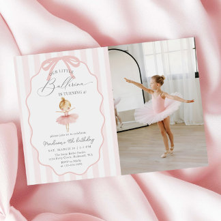 Rosa Unser Kleines Ballett-Tanzgeburtstagsfoto Einladung