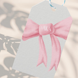 Rosa Unterlage mit Monogramm Geschenkanhänger