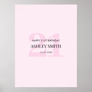 Rosa Unterschrift der Gäste zum 21. Geburtstag Poster