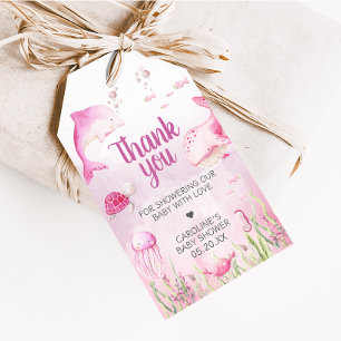 Rosa Unterwasser-Baby-Shower-Geschenkanhänger Geschenkanhänger