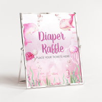 Rosa Unterwasser-Baby-Shower-Windel-Raffle-Schild