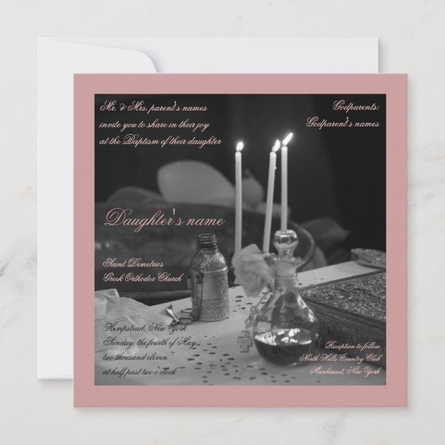 Rosa Vaftisi Einladung (Vorderseite)