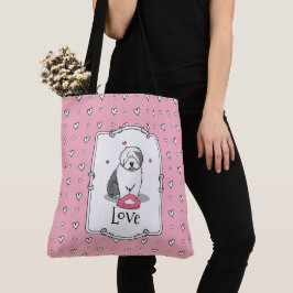 Rosa Valentine Alte englische Schafhunde Hund Grau
