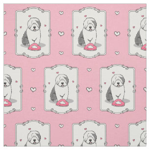 Rosa Valentine Alte englische Schafhunde Hund Grau Stoff