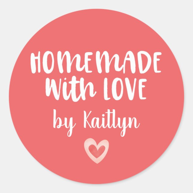 Rosa Valentine, hausgemacht mit Liebe Runder Aufkleber (Vorderseite)