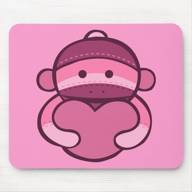 Rosa Valentine Sock Monkey Merchandise Mousepad (Vorne)