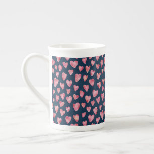 Rosa Valentinsherz Bone China Tasse