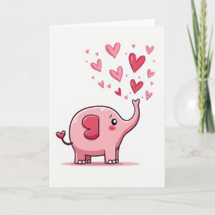 Rosa Valentinskarten-Elefant Karte
