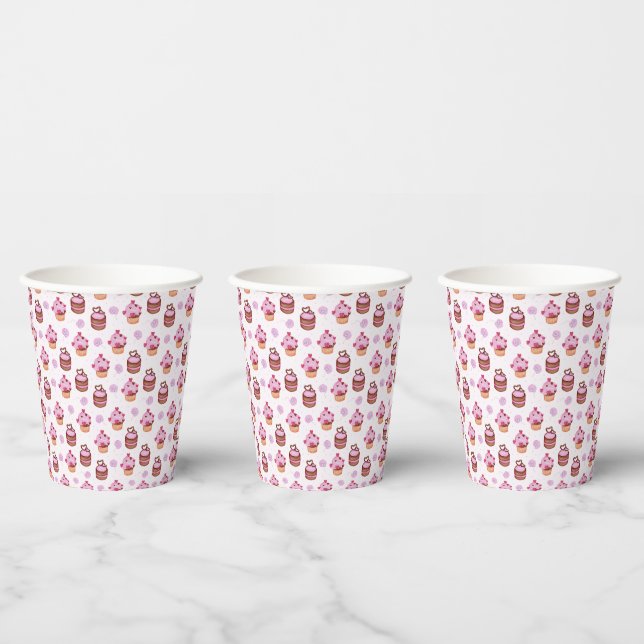 Rosa Valentinstag-Cupcake   Pappbecher (Multi)