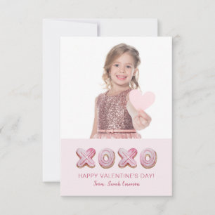 Rosa Valentinstag-Foto für Mädchen Mitteilungskarte