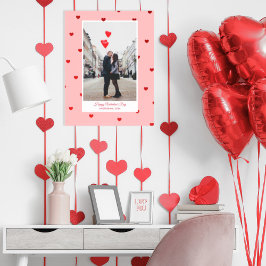 Rosa Valentinstag-Fotoposter mit roten Herzen Poster