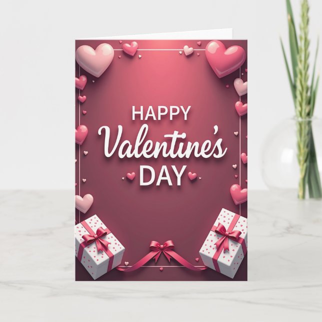 Rosa Valentinstag-Geschenkkarte Karte (Vorderseite)