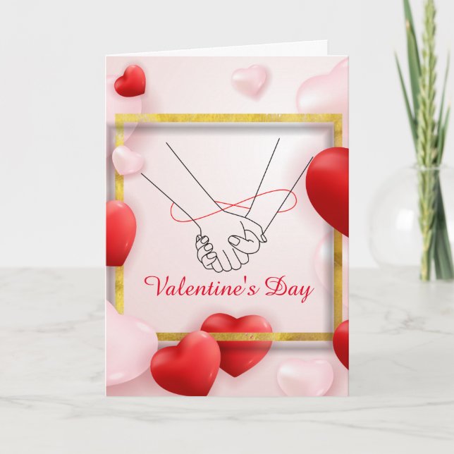 Rosa Valentinstag Liebe geklappte Urlaubskarte Feiertagskarte (Vorderseite)