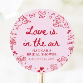 Rosa Valentinstag Liebe liegt in der Luft Brautpar Runder Aufkleber