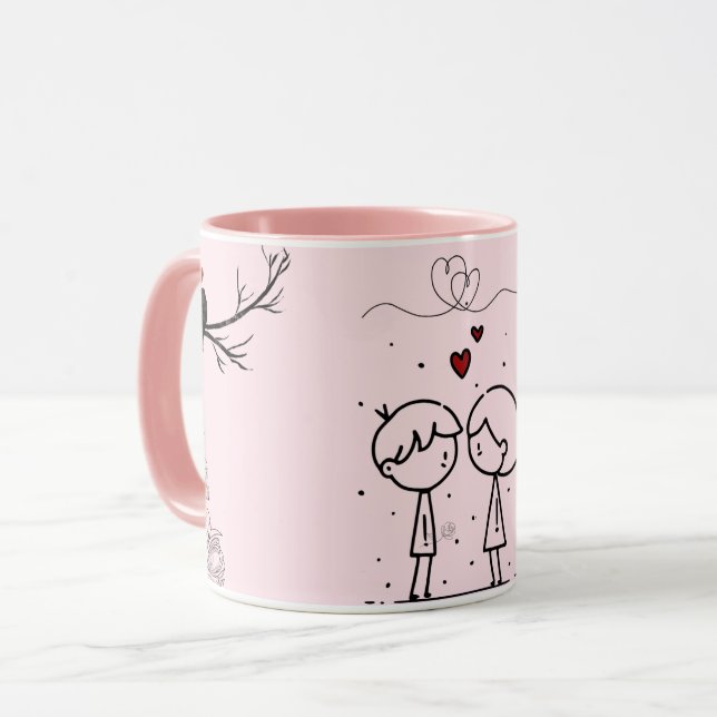 Rosa Valentinstag-Monogramm-Kaffeetasse Tasse (Vorderseite Links)