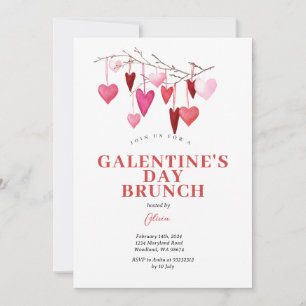 Rosa Valentinstags-Brunch-Tag Freundschaftseinladu Einladung