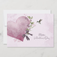 Rosa Valentinstagskarte mit floralem Herzen