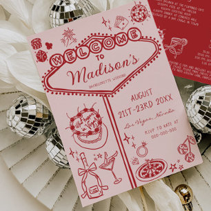 Rosa Vegas Bachelorette Wochenende Ausflug Einladung