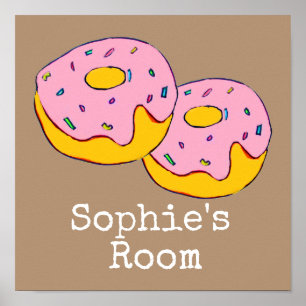 Rosa Vereisung Dounut niedliche Essen Mädchen Zimm Poster