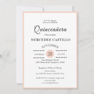 Rosa Verkleidung der Quinceñera Einladung