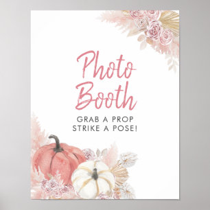 Rosa Verlieb dich Kürbis-Fotobooth-Schild Poster