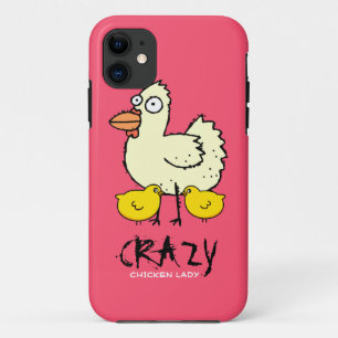 ROSA verrückte Huhn-Dame Cartoon Hen iPhone 11 Hülle