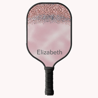Rosa verschnörkelte personalisierte Juwelen- Pickleball Schläger