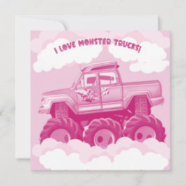 Rosa Version I Liebe Monster Trucks Einladung