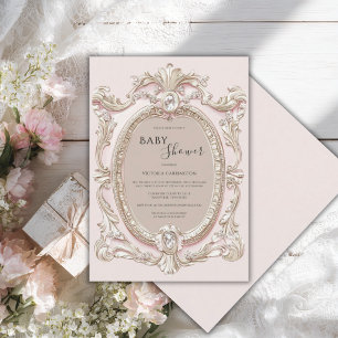 Rosa verspielte elegante Babyparty Einladung
