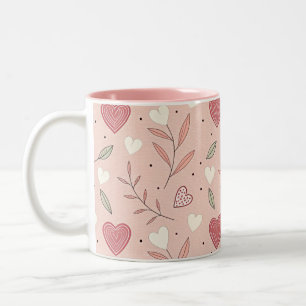 Rosa verspieltes Valentinstag-Muster Zweifarbige Tasse