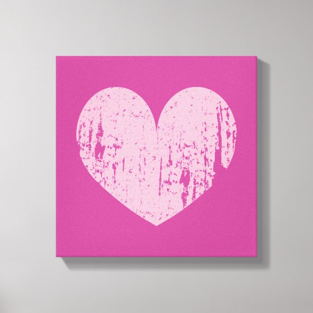 rosa, verwittertes Herzenssymbol - Leinwand (Vorderseite)