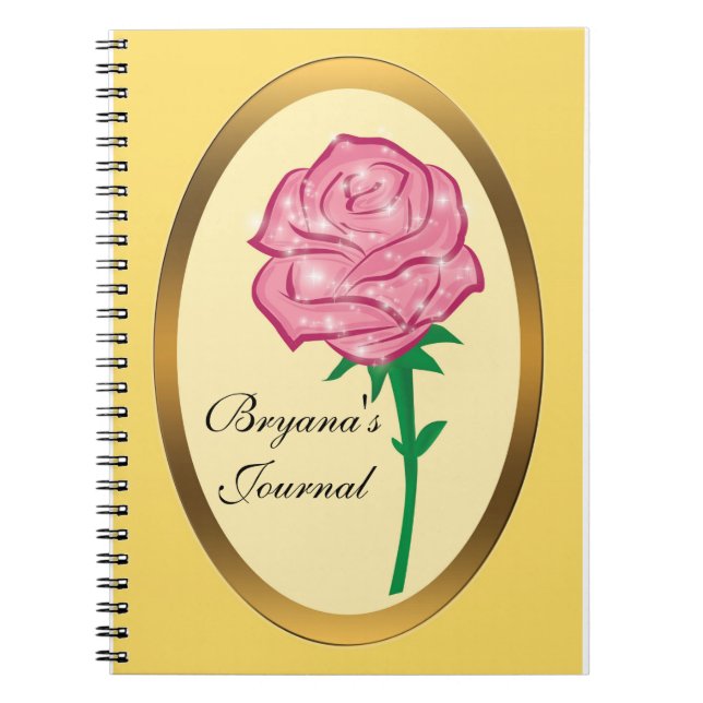 Rosa verzauberte Glitzer Rose Notebook Journal Notizblock (Vorderseite)