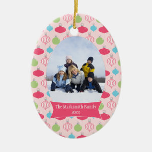 Rosa verziert Weihnachtsfeiertags-Fotoverzierung Keramikornament