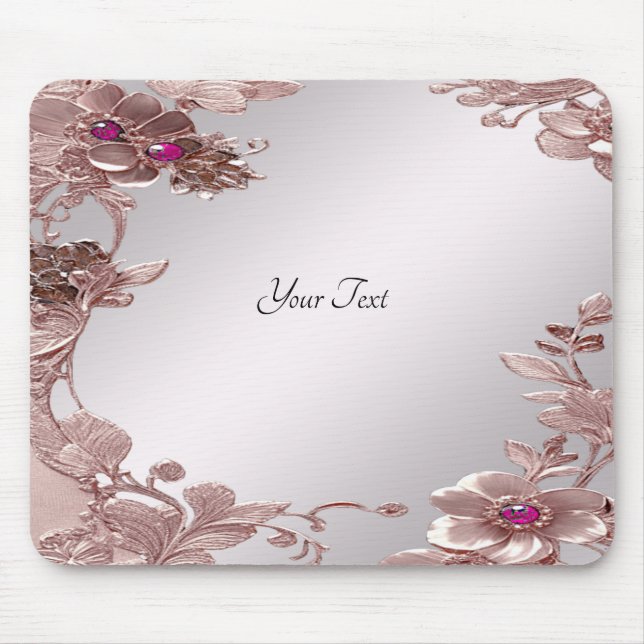 Rosa Verzierte Blumenmousepad Mousepad (Vorne)