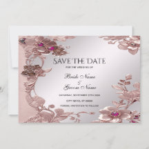 Rosa Verzierte Blütenfarbe Save the Date