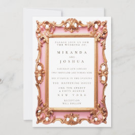 Rosa Verzierte Filigree Blühte Rahmen Einladung