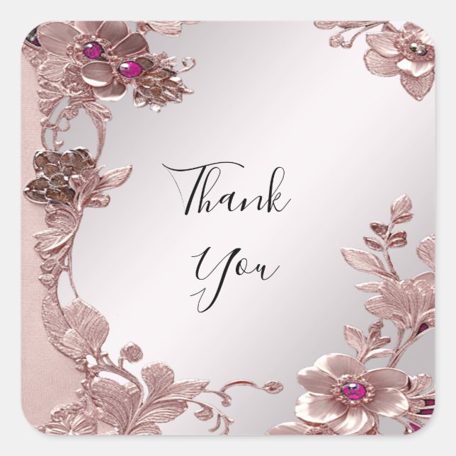 Rosa Verzierte florale Aufkleber (Vorderseite)