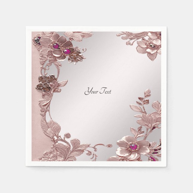 Rosa Verzierte Napkins Serviette (Vorderseite)