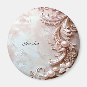 Rosa verzierte Perle und Blumemagnet Magnet