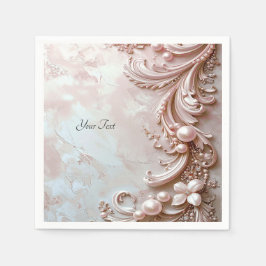 Rosa verzierte Perle und Floral Serviette