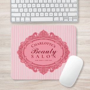 Rosa verzierter Rahmen mit Schleife Salon-Mauspad Mousepad