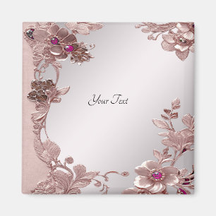 Rosa Verziertes Blumenmagnet Magnet