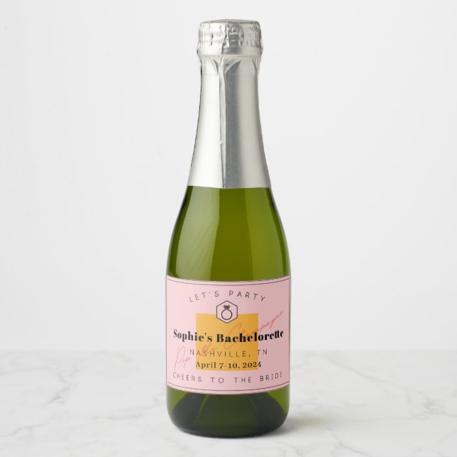 Rosa Veuve Junggeselinnen-Abschied Mini Champagne  (Vorderseite)