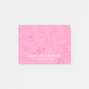 Rosa Vielzahl von Monogrammen mit Ihrem Namen Post-it Klebezettel