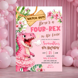 Rosa vierter Rex läuft frei vierter Geburtstag Einladung