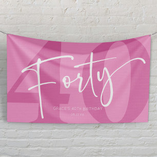 Rosa Vierzig 40. Vierzigster Geburtstagsparty Banner