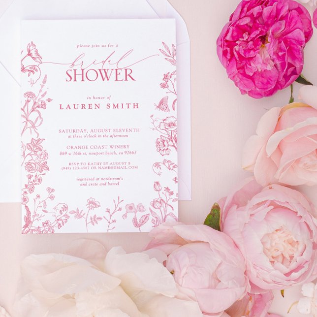 Rosa Viktorianische Blütenpracht Elegantes Brautpa Einladung (Blush Blooms for Your Special Day - Personalize Below!)